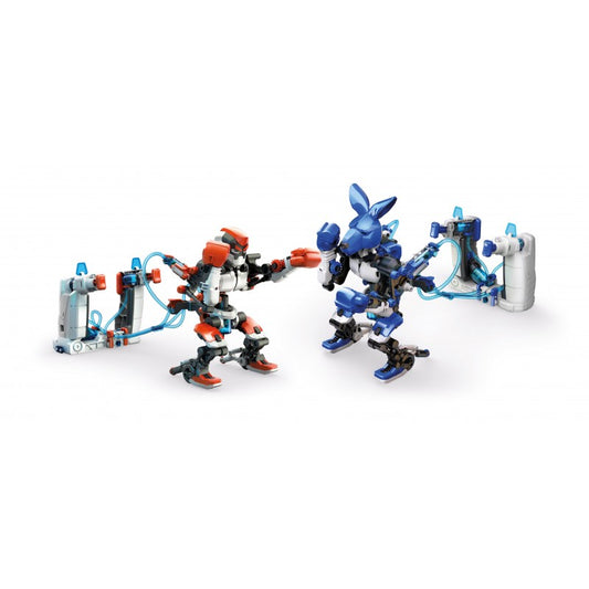 ערכת להרכבת שני רובוטים מתאגרפים הידראוליים
327 חלקים להרכבה ו‑2 ג׳ויסטיקים לשליטה
מופעל במים ללא צורך בסוללות
