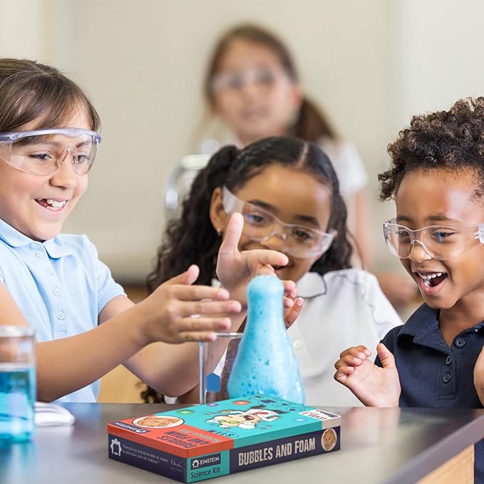 ערכת מדע לילדים, ניסויים לילדים, ערכת אינשטיין לילדים - קצף ובועות ילדים עושים ניסויים בקצף ובועות