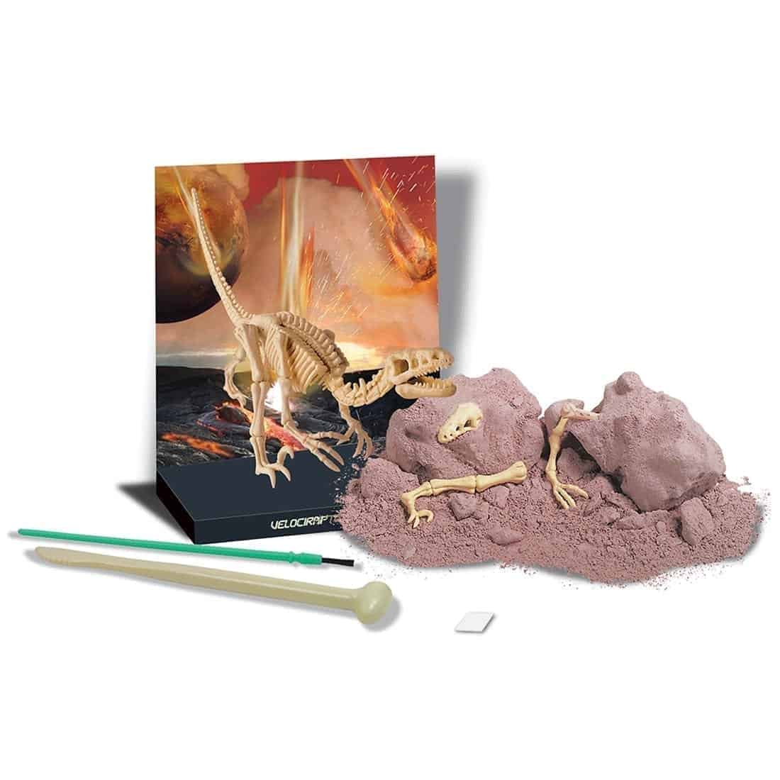 חפירת שלד דינוזאור Velociraptor, ילדים פלאונטולוגים ערכת חפירה דינואורים - 4m Kidzlabs