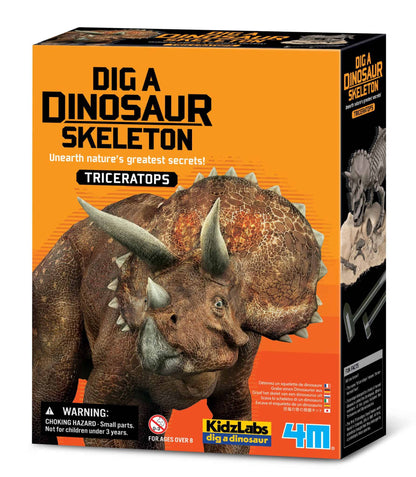 ערכת פלאונטולוגיה לילדים, ערכת חפירה שלד דינוזאור Triceratops - 4m